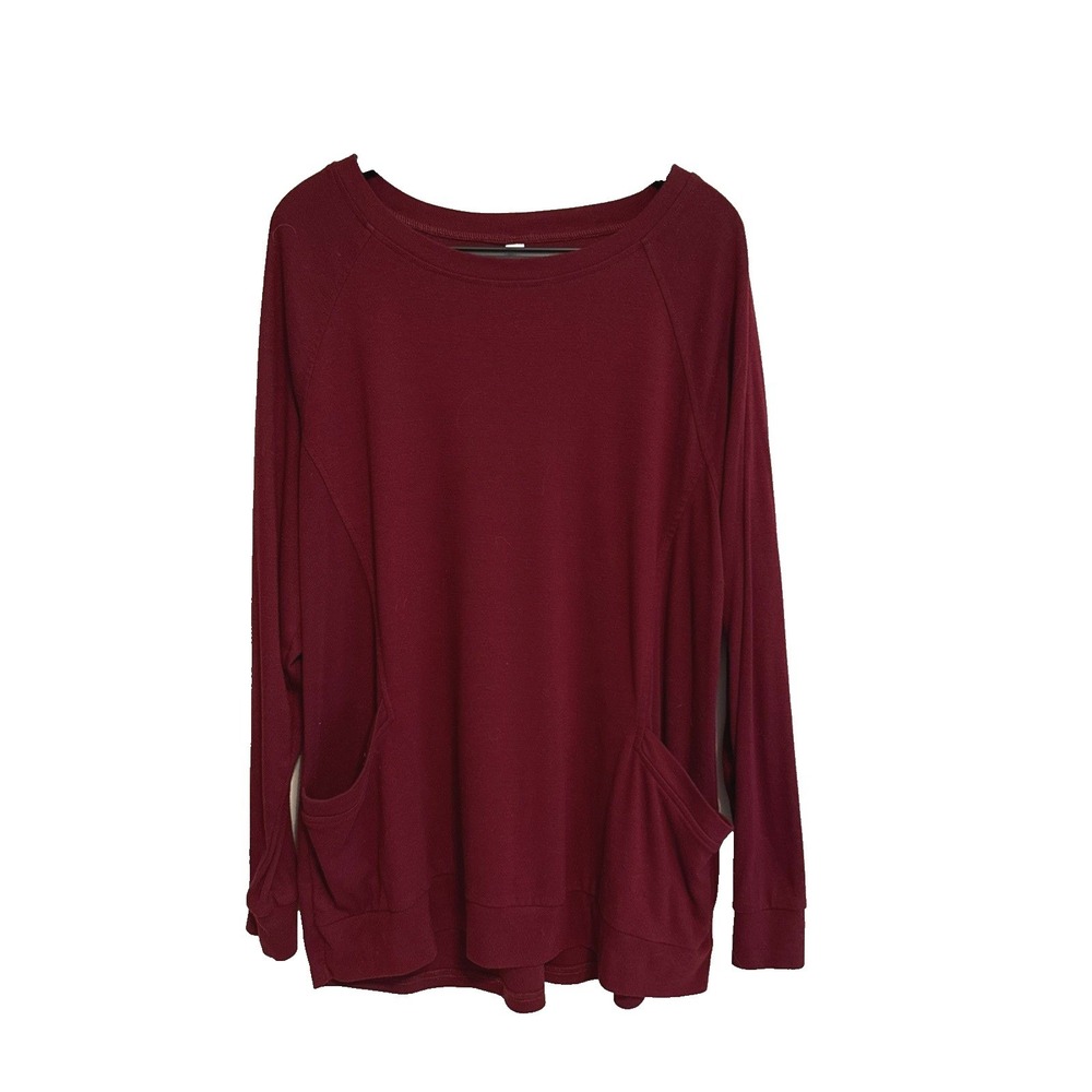 Women Long Sleeve Tunic Top XL Relaxed Fit Pockets Casualcore Stretch Minimalist